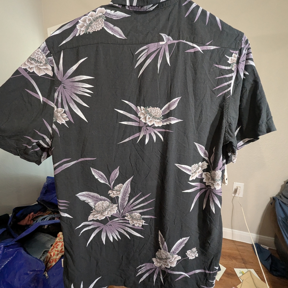7 Diamonds Black and Purple Floral Shirt